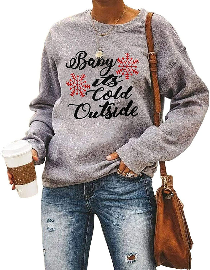 Sweat-shirt à manches longues pour femmes, bébé, il fait froid dehors, noël