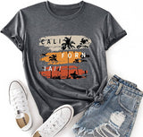 Women California Tshirt Cali Shirt Palm Tree Tee Tops