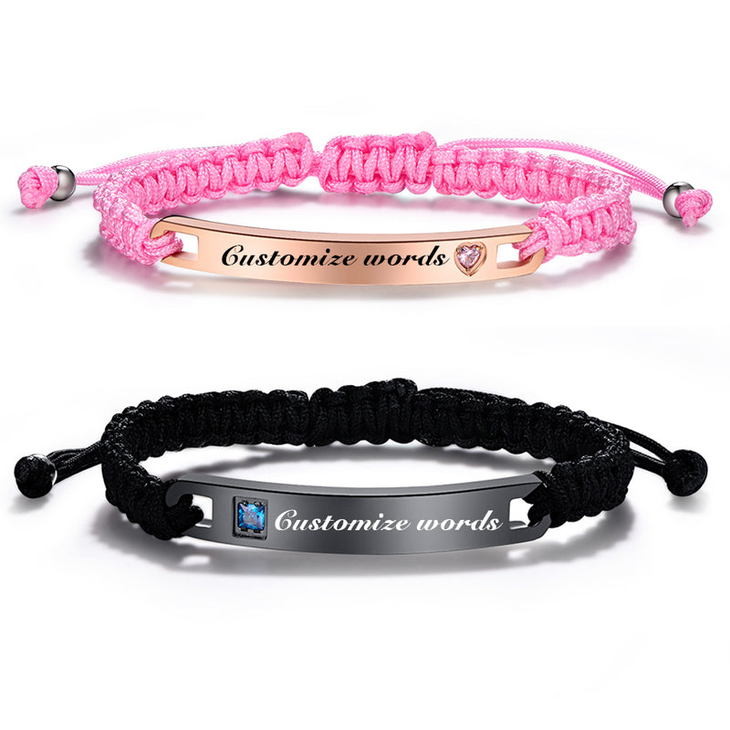 NEHZUS Paararmbänder ID-Namensarmband Personalisiertes Armband Individuelles Gravurarmband