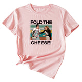 Fold The Cheese Fashion Womens Interesting Pattern Round Neck Short Sleeve T-shirt