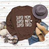 SUPER MOM SUPER WIFE LETTRES COEUR BASE ROBE À MANCHES LONGUES FEMME