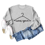 Never Again Hanger Letter Printing Fashion Loose Long Sleeve Large Size Sweater for Women