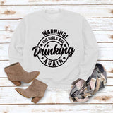 Round Neck Top WARNING! The Print Loose Sweatshirt