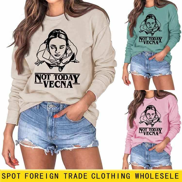 Not Today Vecna ​​Letters Pull ample imprimé à manches longues