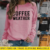 Buchstabe COFFEE WEATHER Modischer langärmliger Pullover mit Rundhalsausschnitt für Damen