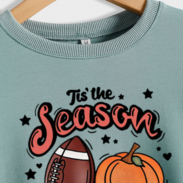 Tis' The Season – pull à manches longues et col rond pour femme, ample, avec lettres de citrouille, Halloween