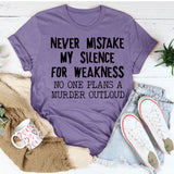 WOMEN'S CASUAL tOP NEVER MIStAKE MY SILENCE MONOGRAM SHORt-SLEEVED t-SHIRT-Shirt