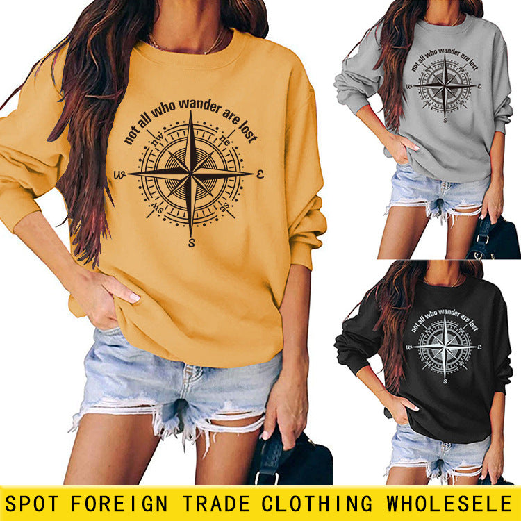 T-shirt décontracté à manches longues pour femmes, pas tous ceux qui errent sont perdus