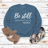 Be Still and Know – Pullover mit Buchstaben-Print, Rundhalsausschnitt, lockeres Langarmshirt in Übergröße, modischer Pullover für Mädchen