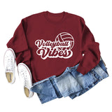 Volleyball Vibes – Sweatshirt mit Volleyball-Alphabet-Aufdruck und modischer Rückseite, langärmelig, Übergröße