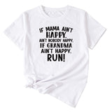 Large Women's Letter If Mama Ain't Happy Short Sleeve T-shirt