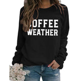 Buchstabe COFFEE WEATHER Modischer langärmliger Pullover mit Rundhalsausschnitt für Damen