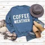 Buchstabe COFFEE WEATHER Modischer langärmliger Pullover mit Rundhalsausschnitt für Damen