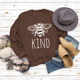 Kind Bee Alphabet-Druck Herbst- und Winterrücken, lockerer, großer Pullover mit langen Ärmeln und Rundhalsausschnitt (Damen)