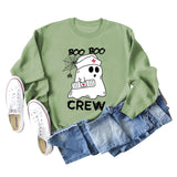 BOO BOO CREW Pullover mit Buchstabendruck, Rundhalsausschnitt, Herbst und Winter, langärmelig, Übergröße, Damen