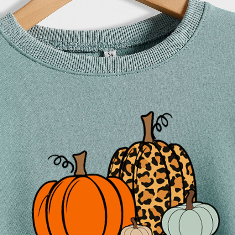 C'est l'automne Y'all imprimé léopard lettre imprimé col rond ample mode pull à manches longues