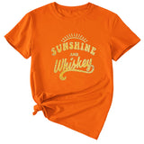 Women's Large Sunshine and Whishkey Round Neck Short Sleeve T-shirt