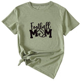 Football Mom Crew Neck Women's T-Shirt Loose Letter Short Sleeve