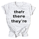 There They They're Letter-printed Fashionable Loose Short-sleeved T-shirT-Shirt