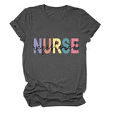 NURSE REGISTERED Summer Round Neck Fashion Loose Short Sleeve Printed T-shirt Women