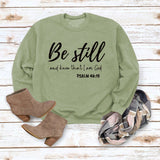 Be Still and Know – Pullover mit Buchstaben-Print, Rundhalsausschnitt, lockeres Langarmshirt in Übergröße, modischer Pullover für Mädchen