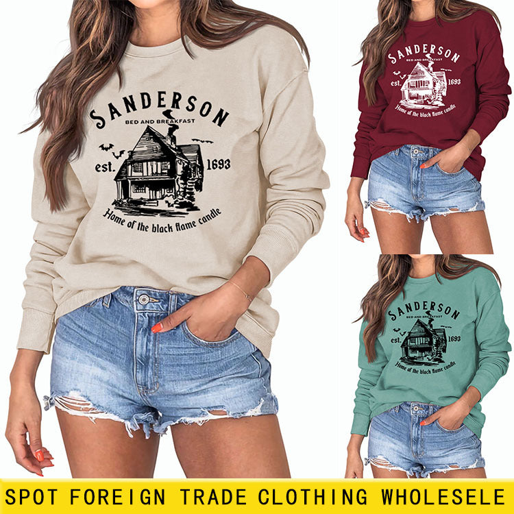 SANDERSON BED Lettres Col Rond Bas Manches Longues Sweat Femme