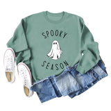 SPOOKY SEASON Ghost Letter Loose Plus Size Sweater Women's Long Sleeve Shirt