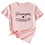 Simplified Letter Shenanigans Coordinator Round Neck Short Sleeve T-shirt