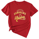 Women's Large Sunshine and Whishkey Round Neck Short Sleeve T-shirt