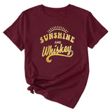 Women's Large Sunshine and Whishkey Round Neck Short Sleeve T-shirt