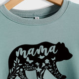 Mama Bear Buchstabendruck Rundhalsausschnitt Lockere Unterseite Langarmshirt Damen Pullover in Übergröße