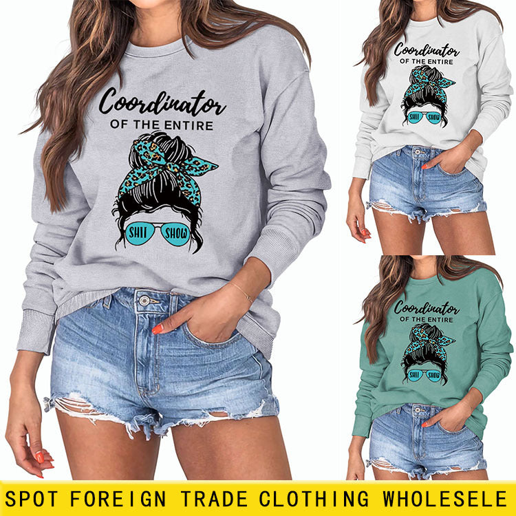 Coordonnateur de l'ensemble du pull à manches longues à la mode avec impression de lettres