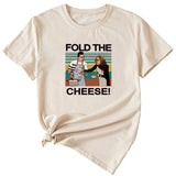 Fold The Cheese Fashion Womens Interesting Pattern Round Neck Short Sleeve T-shirt