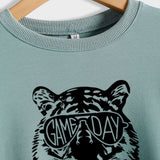 GAME DAY Tigre Lettre Lâche Bas Manches Longues Grande Taille Sweat Femme