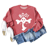 BOO Ghost Letter Printing Round Neck Autumn and Winter Bottoming Long Sleeve Plus Size Sweater