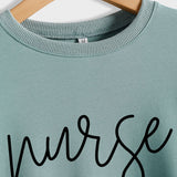 Nurse Letter Round Neck Fashion Backed Women's Long Sleeve Sweater