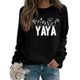 YAYA Sweat-shirt à manches longues et col rond pour femme avec lettres de fleurs et plantes