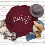 Nurse Letter Round Neck Fashion Backed Women's Long Sleeve Sweater