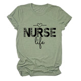 NURSE Life Letter Round Neck Loose Short Sleeve Casual T-shirt WomanT-Shirt