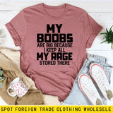 MY BOOBS ARE BIG LETTERS Women's Short-sleeved Loose Round Neck T-shirt