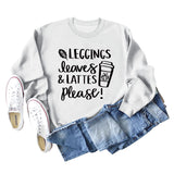 LEGGINGS FEUILLES LATTES Lettre Lâche Fond Manches Longues Grande Taille Pull