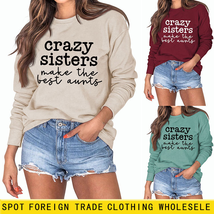 Crazy Sisters Make Bottoming Chemise à manches longues Pull grande taille