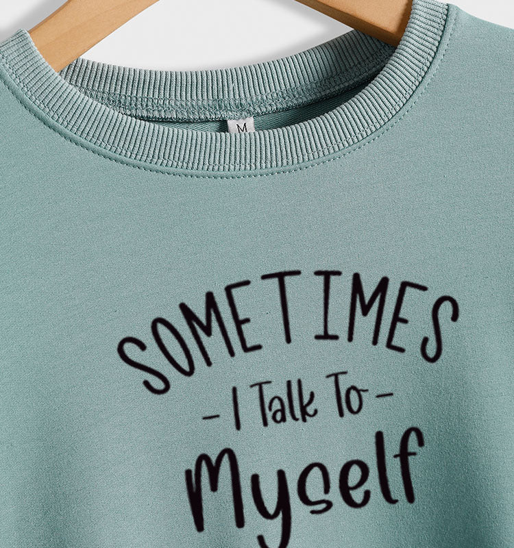 Col rond lettre Patchwork hauts à manches longues parfois imprimer sweat-shirt ample