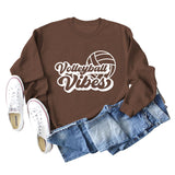 Volleyball Vibes – Sweatshirt mit Volleyball-Alphabet-Aufdruck und modischer Rückseite, langärmelig, Übergröße