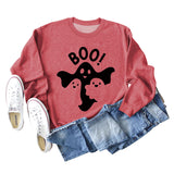 BOO Ghost Letter Printing Round Neck Autumn and Winter Bottoming Long Sleeve Plus Size Sweater