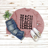 Round Neck Top T-shirtteach Print Loose Print Loose Sweatshirt