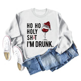 Ho Ho Holly Sht Rotwein Tasse Weihnachten Hut Brief Mode Herbst Winter Langarm Sweatshirt