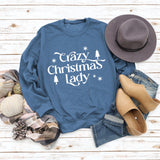 Round Neck Letter Tops Long Sleeve Crazy Christmas Women's Sweatshirt