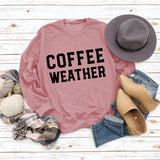 Buchstabe COFFEE WEATHER Modischer langärmliger Pullover mit Rundhalsausschnitt für Damen