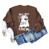 BOO BOO CREW Pullover mit Buchstabendruck, Rundhalsausschnitt, Herbst und Winter, langärmelig, Übergröße, Damen